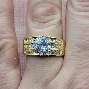5/$21 😊 Gold Cz Triple-Row Ring in Multiple Sizes Available